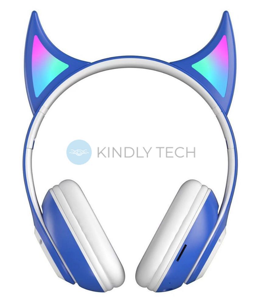 Бездротові дитячі MP3 навушники Cat Ear STN-25 з вушками та підсвіткою Bluetooth сині