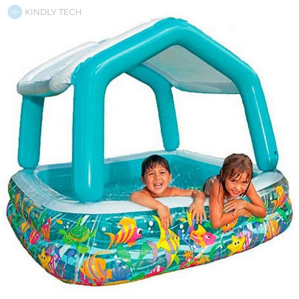 Дитячий надувний басейн Intex зі знімним навісом (157х122см)