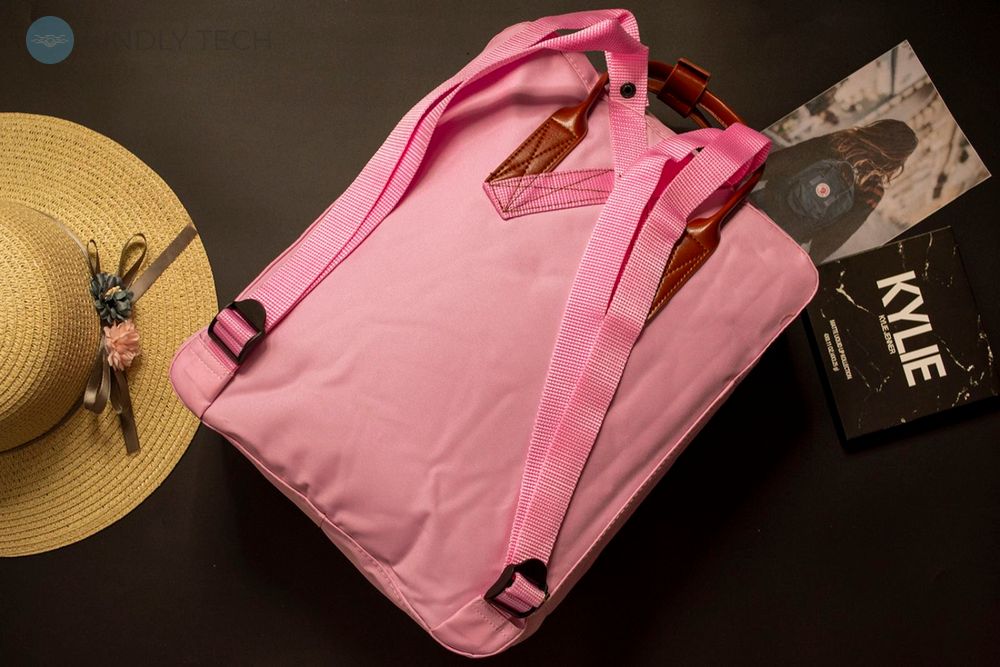 Рюкзак Fjallraven Kanken Classic Рожевий з коричневими шкіряними ручками