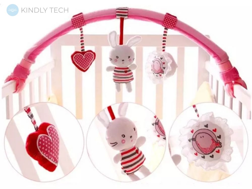 Розвиваюча підвіска-дуга для дитячого ліжечка/ходунків і коляски Sozzy, Рожева