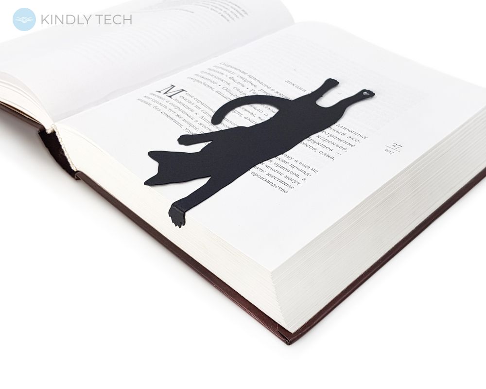 Закладка для книг «Кіт дістає книгу з полиці», Чорний