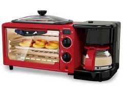 Багатофункціональна кухонна машина Піч-гриль-кавоварка 3в1 RAF R.5308B, Червона