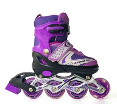 Роликовые коньки раздвижные SkateX Happy Joy Led Фиолетовый размер S