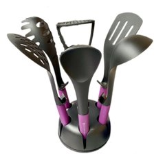 Набор кухонных принадлежностей с подставкой Edenberg EB-3607 из 7 предметов, Фиолетовый