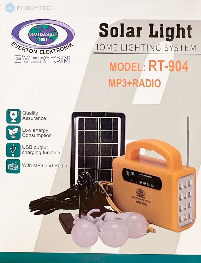 Переносной фонарь с солнечной панелью Everton RT-904BT, MP3 + Радио