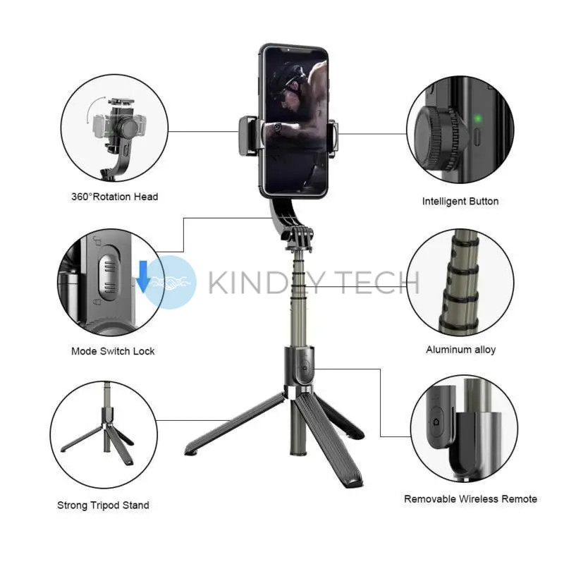 Штатив стабілізатор телефону з bluetooth пультом ДК Gimbal L08 тринога для смартфона