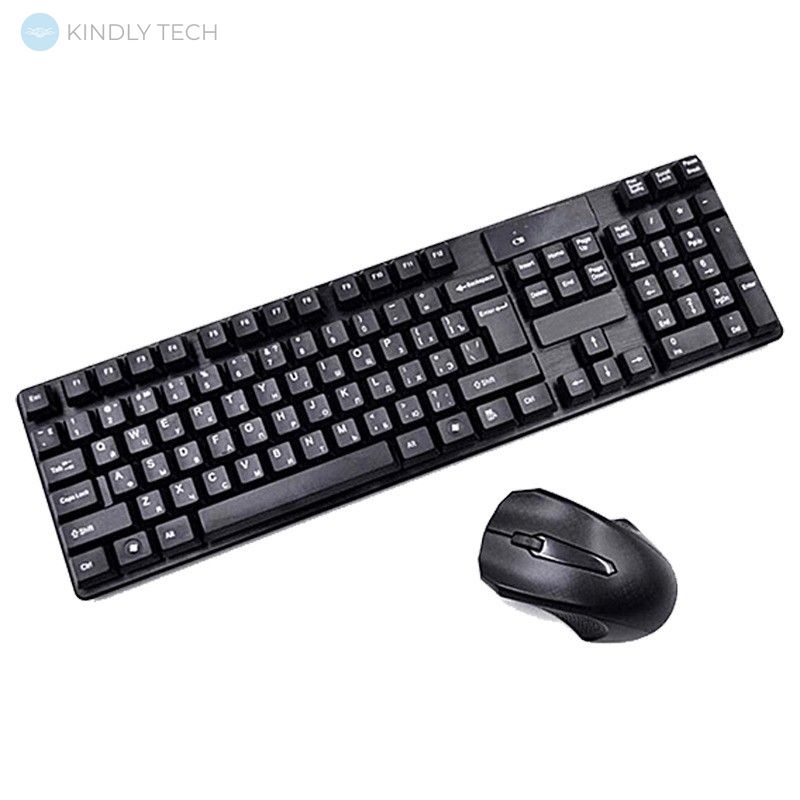 Бездротова повнорозмірна комп'ютерна клавіатура та миша H-518 Ultra Thin Fashion