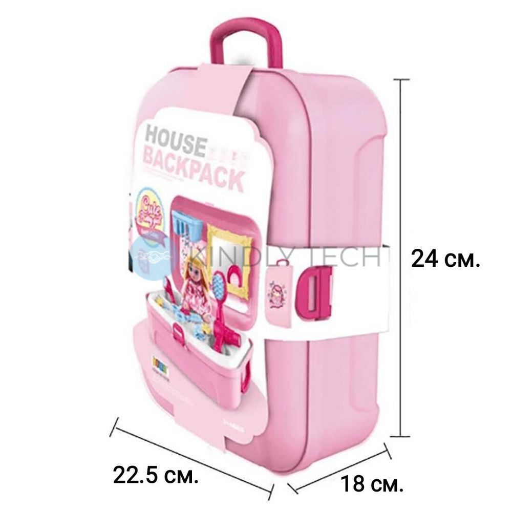 Игровой набор для макияжа на 16 предметов в портативном рюкзаке Cosmetics toy