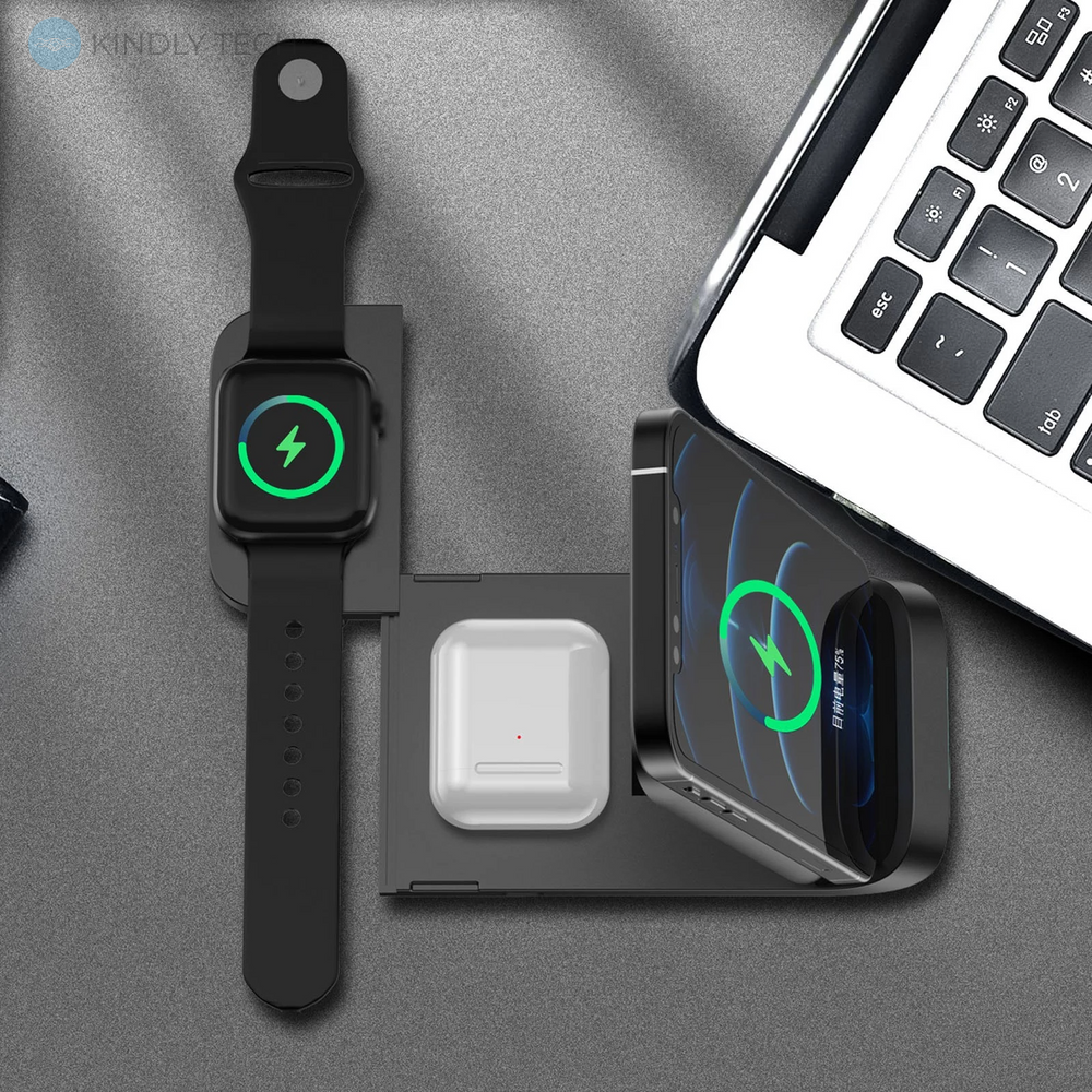 Бездротовий зарядний пристрій Qi складаний Smart Pro SP3 3в1 Apple Watch/Airpods Pro/iPhone