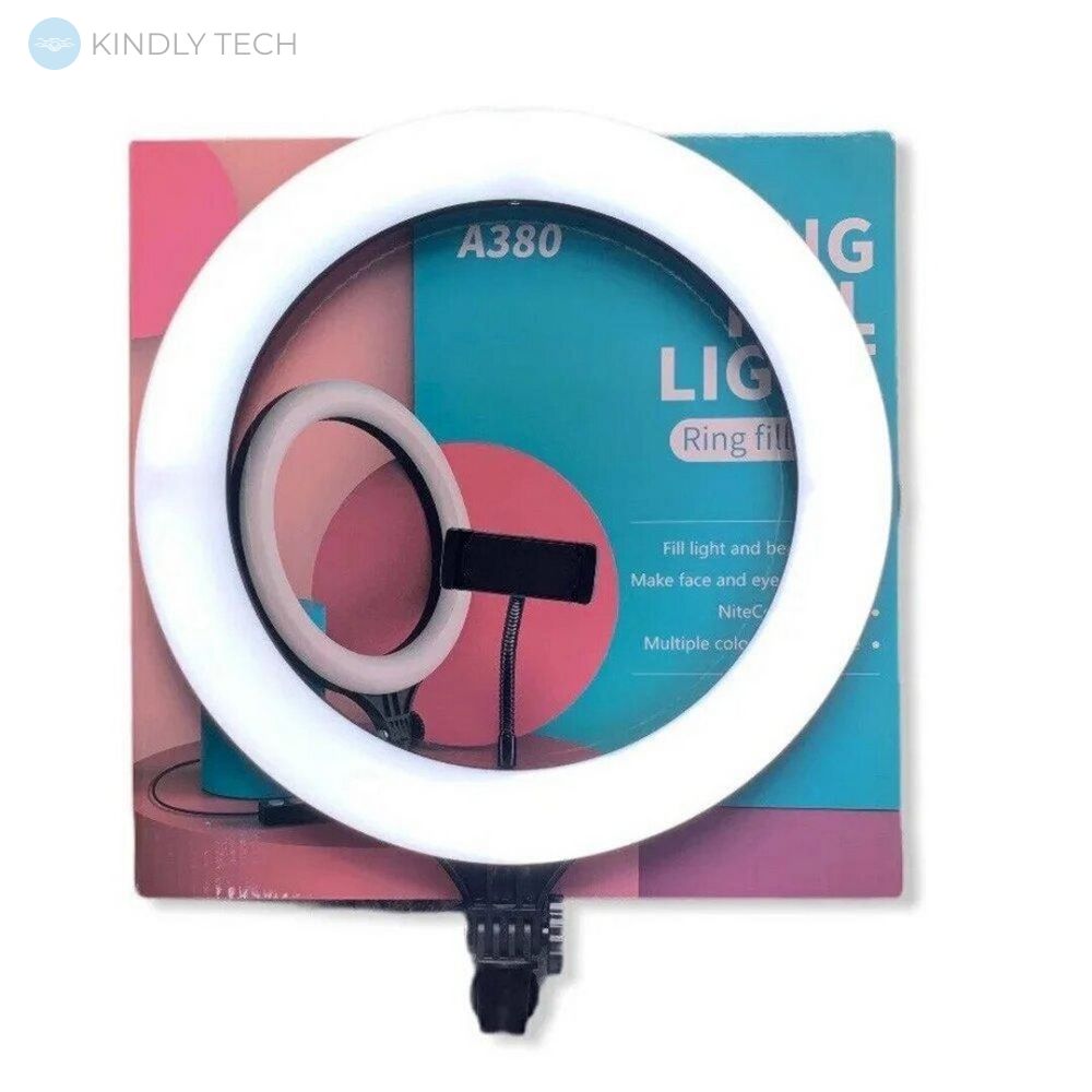 Профессиональная кольцевая LED лампа (A 380) диаметр 40см, с управлением на проводе