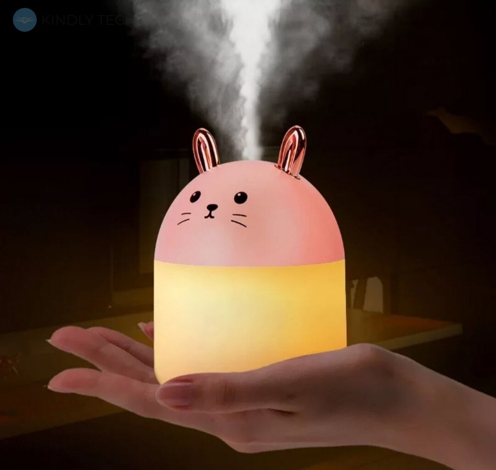 Мини увлажнитель воздуха с подсветкой милый кролик Humidifier, Pink