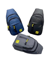 Рюкзак чоловічий з жовтою емблемою і маленькою передньою кишенею 31х18х11см в асортименті