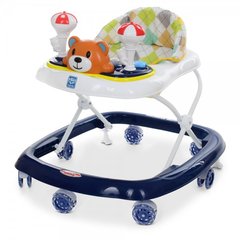 Детские ходунки Bambi M 3656-S силиконовые колеса, мишки, темно - синие