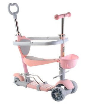 Детский Самокат SCOOTER 18-9, Колёса PU светятся, родительская ручка - pink