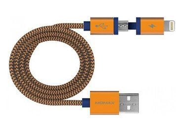 Кабель 2 в 1 (L, M) 2.4A (1 м) Momax DL4 оранжевого кольору
