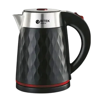 Електричний чайник BITEK BT-7931 2,0л 2000Вт з нержавіючою сталлю та металевим фільтром, Чорний