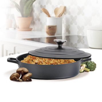 Антипригарна плоска каструля з кришкою 4,0 л. Maestro MR-4528-S
