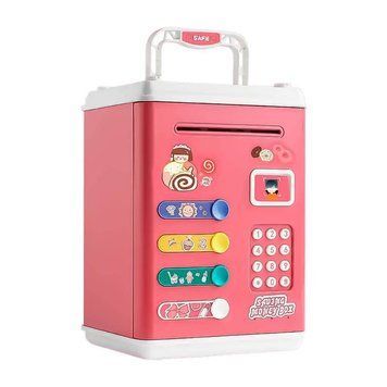 Копилка-сейф детская Saving Money Box с кодовым замком и отпечатком пальца, Розовая