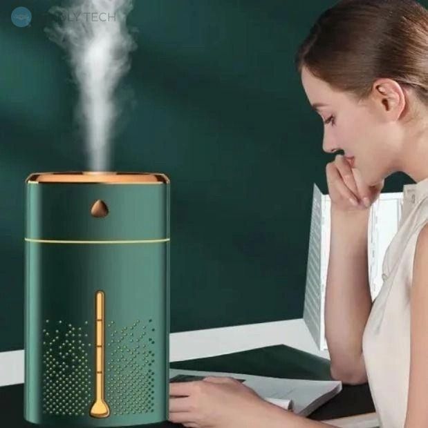 Увлажнитель воздуха Fog Humidifier с Led подсветкой и контролем уровня воды Зеленый