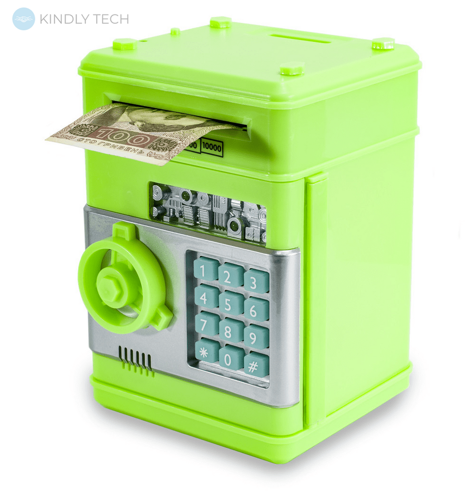 Дитяча скарбничка сейф NUMBER BANK з кодовим замком, Зелена