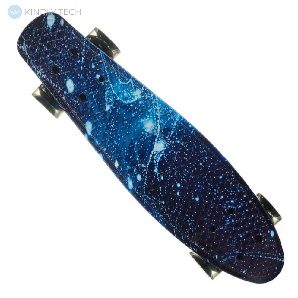 Скейт Пенни Борд (Penny Board) со светящимися колесами, Голубой лёд