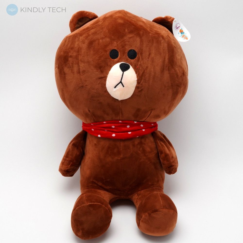Іграшка-подушка з пледом усередині 3 в 1 Ведмідь з червоною пов'язкою, Коричневий, 110х150