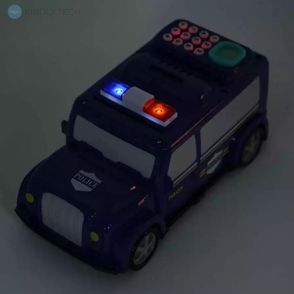 Игрушечный сейф-копилка с кодом и сканером отпечатка пальца "Полицейская машина"