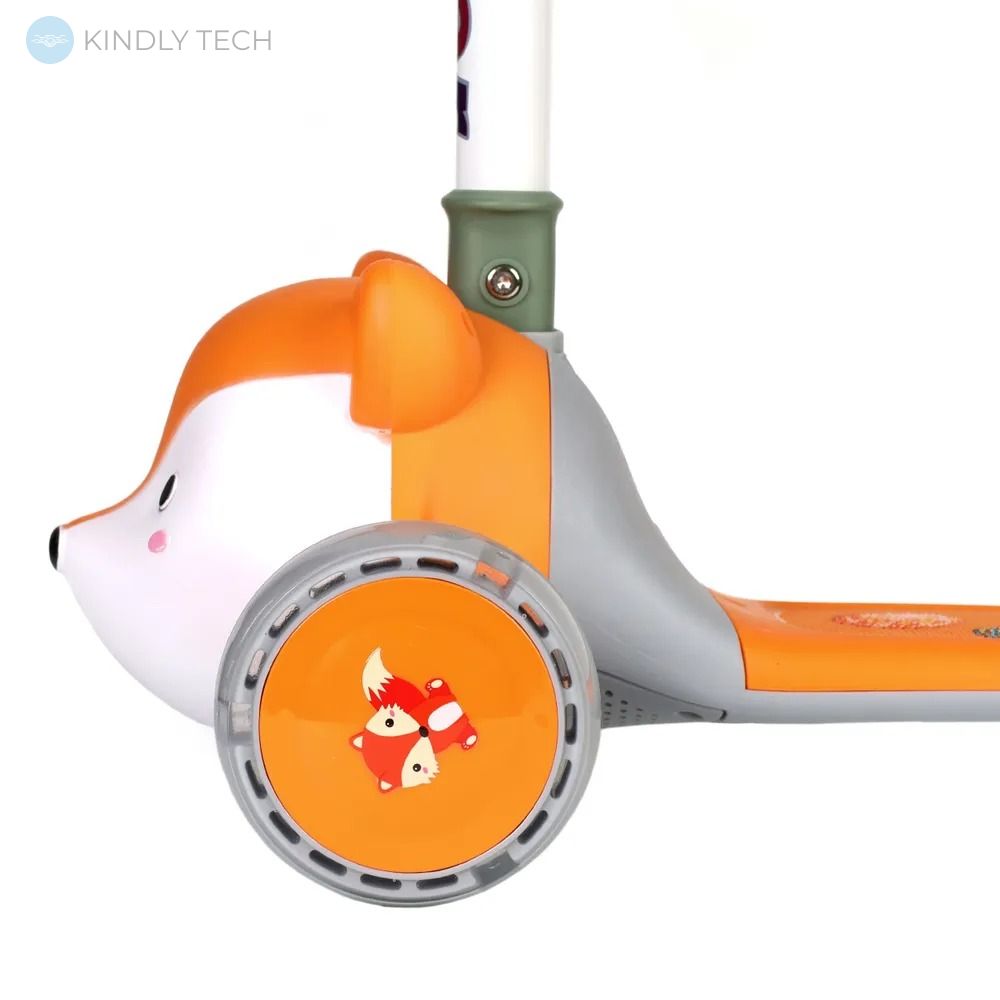 Самокат детский трехколесный Scooter Лиса, Оранжевый