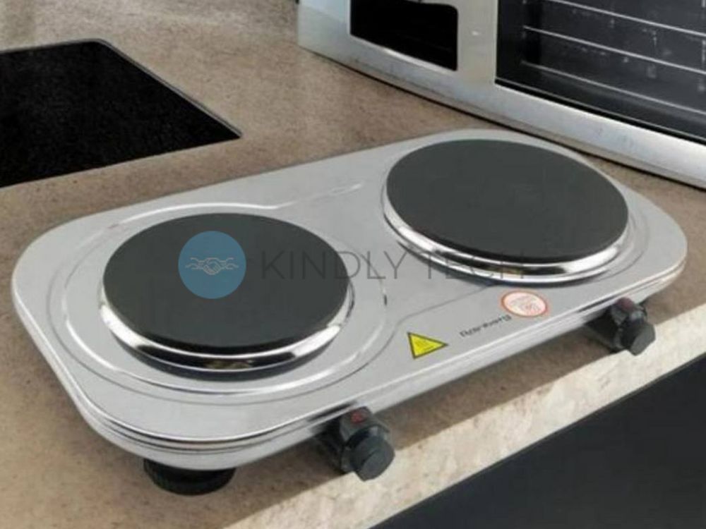 Плита электрическая дисковая Rainberg RB-007 на две конфорки 3,5 кВт серебристая