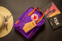 Рюкзак Fjallraven Kanken Classic Темно-фіолетовий з райдужними ручками