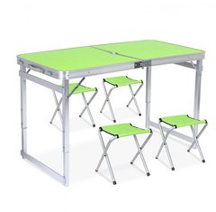 Усиленный раскладной стол чемодан Folding Table для пикника со стульями 120х60х70/55 Зеленый