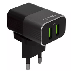 Сетевое зарядное устройство 2.4A | 2U | Micro Cable (1m) — Ldnio A2206Q Silver