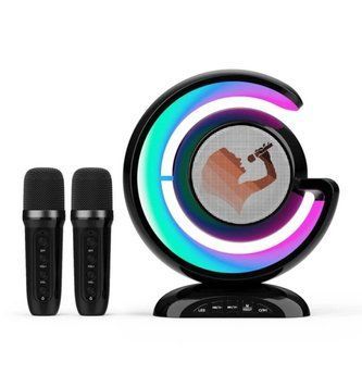 Настольная лампа Ночник с беспроводной Bluetooth колонкой Lightshow с 2 микрофонами YS-110, Черная