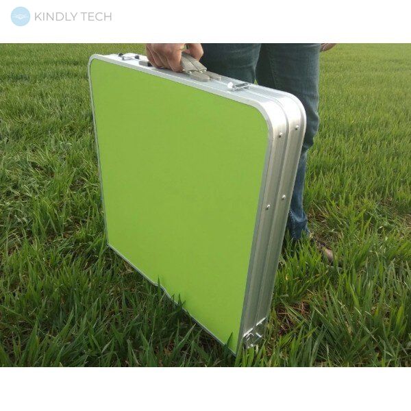 Усиленный раскладной стол чемодан Folding Table для пикника со стульями 120х60х70/55 Зеленый