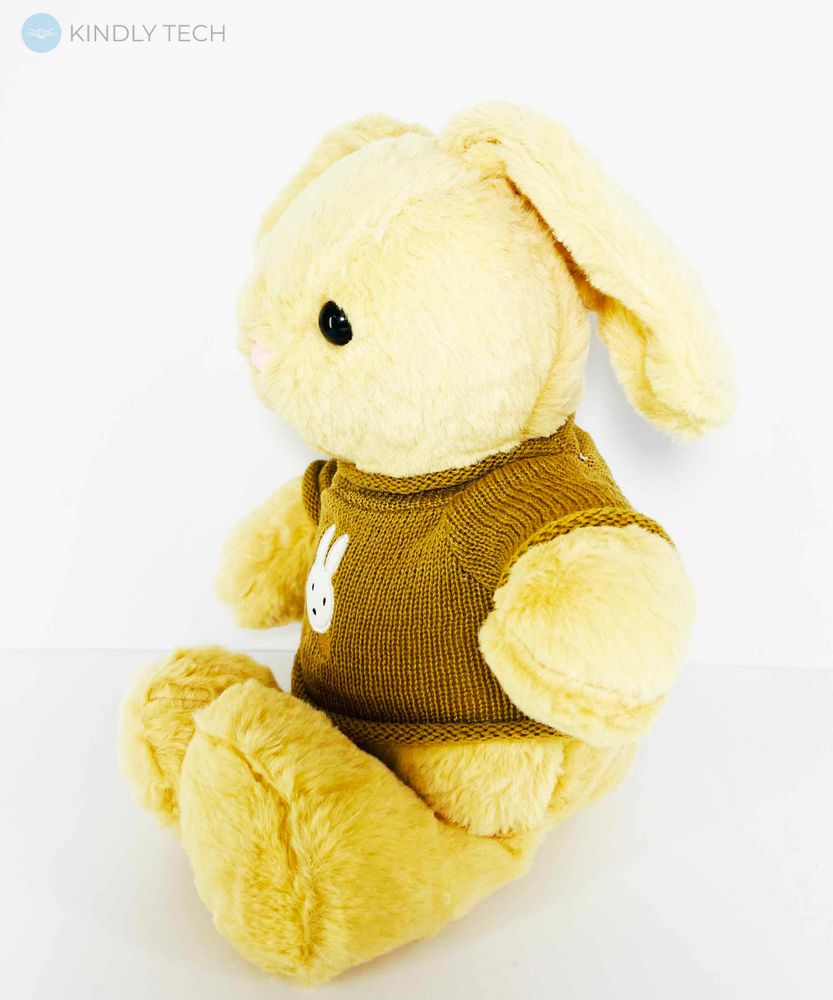 Мягкая игрушка плюшевый Зайчик бежевого цвета, длиной 30 см, в свитере