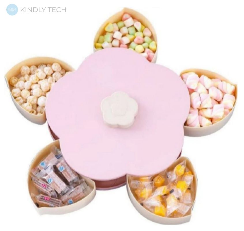Вращающаяся складная одноярусная конфетница Flower Candy Box