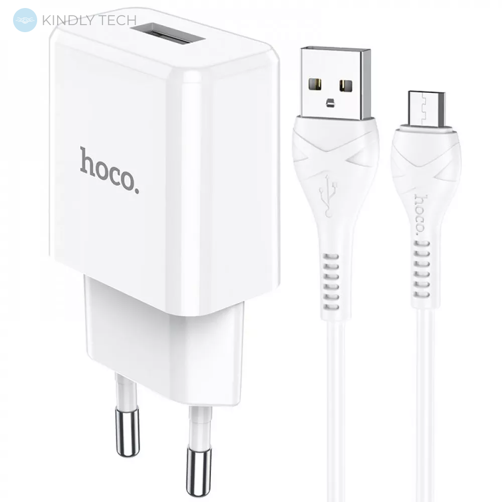 Мережевий зарядний пристрій 2.1A 1U | Micro Cable (1m) - Hoco N9 - White