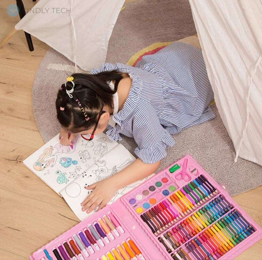 Детский набор художника для творчества в чемодане на 150 предметов, Pink