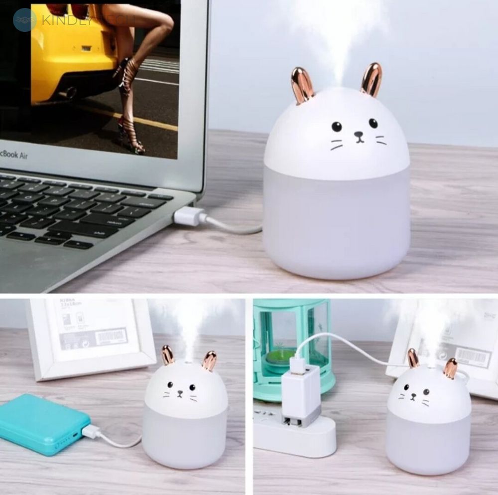 Міні зволожувач повітря з підсвічуванням милий кролик Humidifier, White