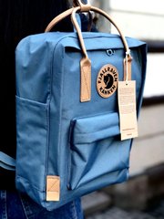 Рюкзак Fjallraven Kanken Classic Голубой с коричневыми кожаными ручками