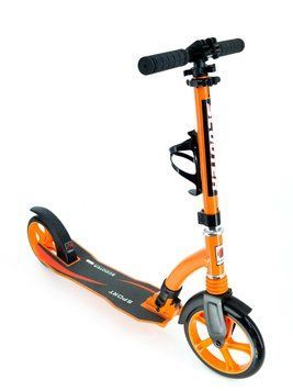 Самокат на больших колесах Scooter 128-B2 с клипсой и подстакаником, Оранжевый