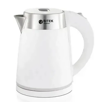 Електричний чайник BITEK BT-7931 2,0л 2000Вт з нержавіючою сталлю та металевим фільтром, Білий
