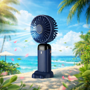 Мощный портативный аккумуляторный вентилятор Aucoofany N15 с LED дисплеем и 5 скоростями,Синий