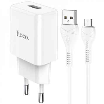 Сетевое зарядное устройство 2.1A | 1U | Micro Cable (1m) &mdash; Hoco N9 &mdash; White
