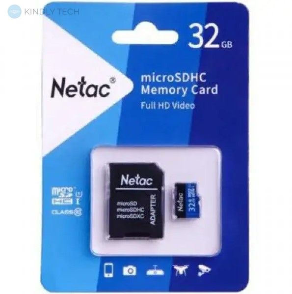 Карта памяти micro NETAC 32GB P500 class 10 (с адаптером)