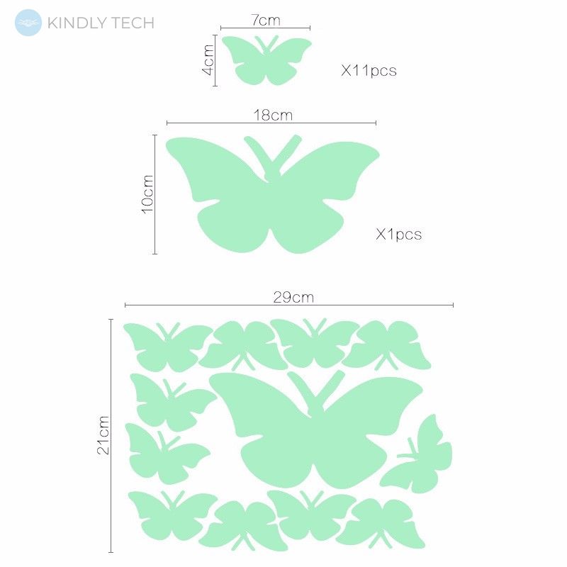3D флуоресцентные настенные наклейки бабочки