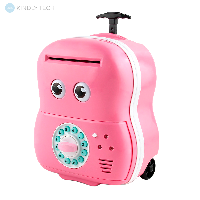 Дитячий сейф-чемодан з висувною ручкою і кодовим замком pink