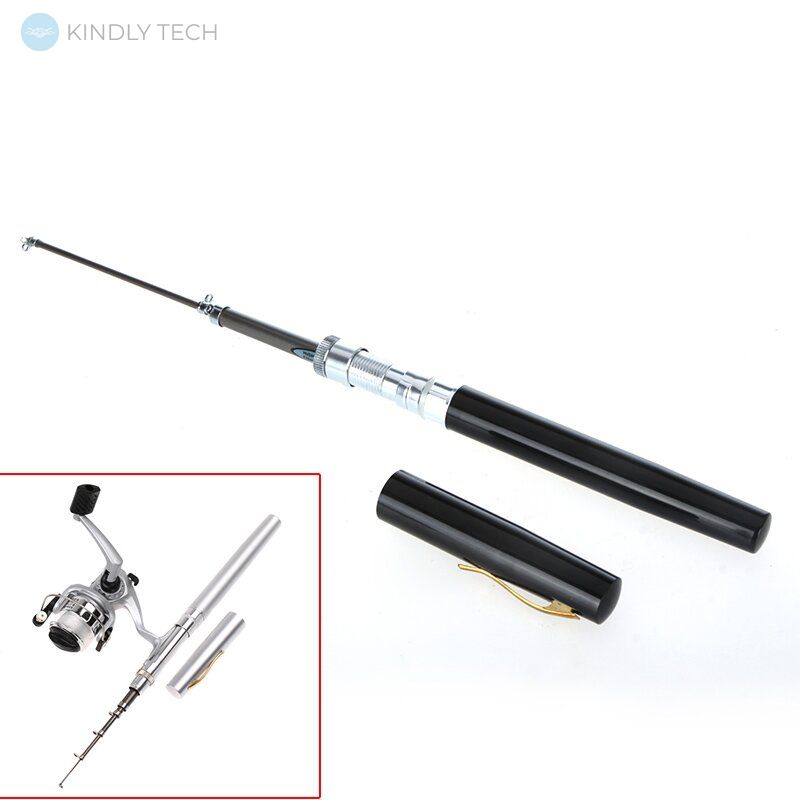 Кишенькова ручка-вудка Pocket Fishing Rod + котушка Black