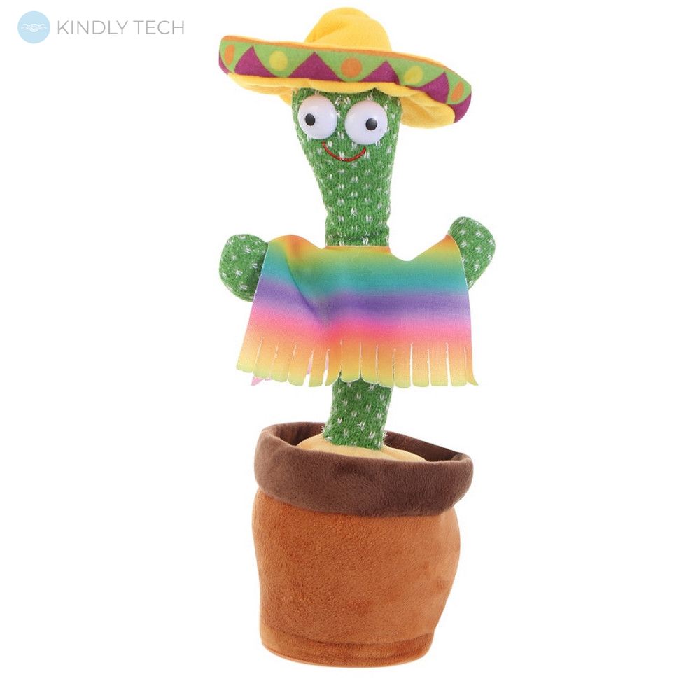Музична іграшка танцюючий кактус Dancing Cactus мексиканець у вазоні 34 см