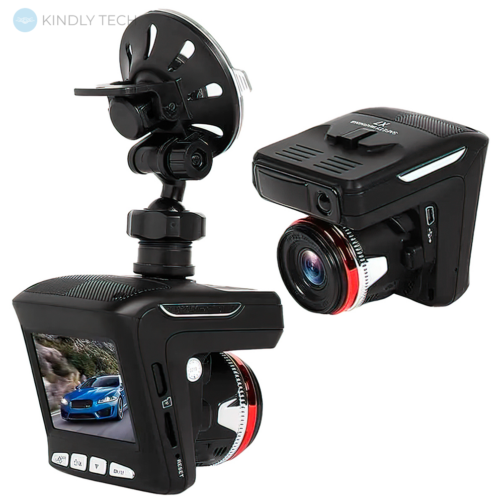 Автомобильный видеорегистратор DVR X7 GPS с радаром 2в1 разрешением HD 1080P